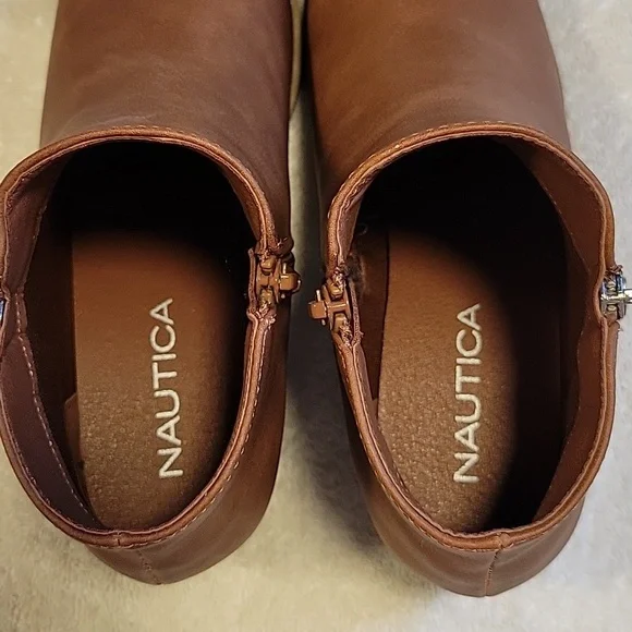 Nautica ALARA Brown Ankle Boots with Side Zipper and Low Heel, NEW - Picture 7 of 11